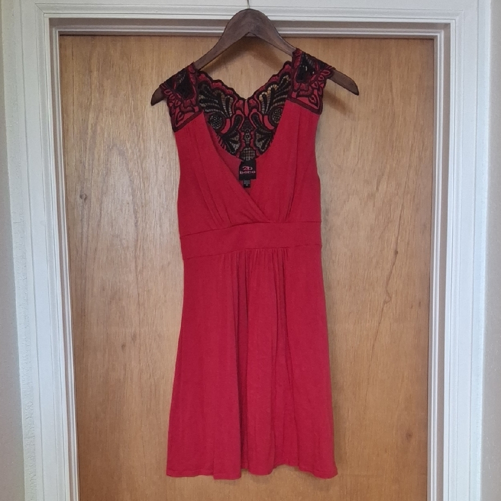 2B Bebe Scarlet Dress w/ Lace Accent